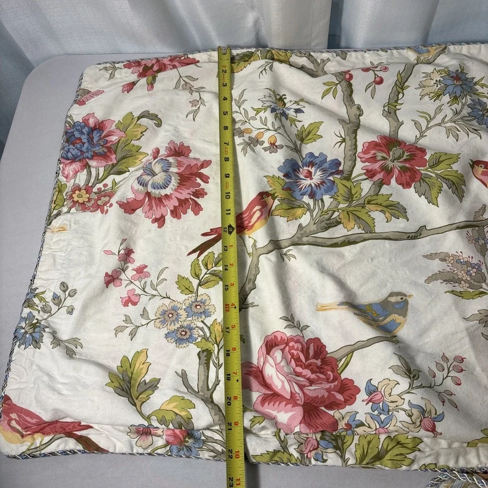(2) Waverly Charleston Chirp Bird‎ Floral Pillow Sham Standard Farmhouse Striped